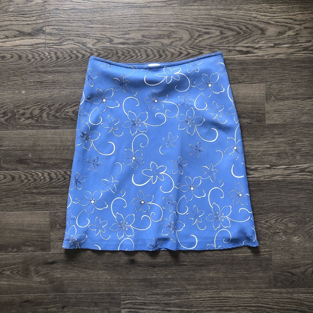 Vintage Blue Floral Midi Skirt